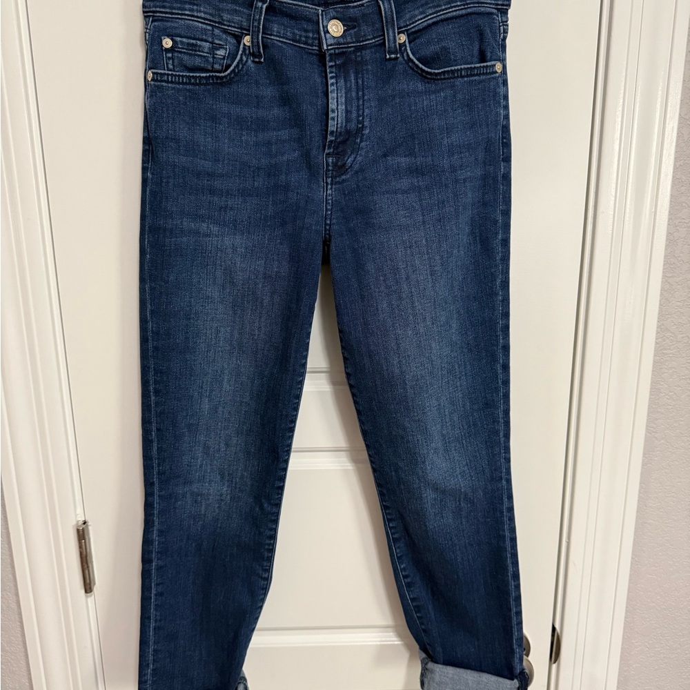 7 For All Mankind Blue Ankle Cropped Jeans